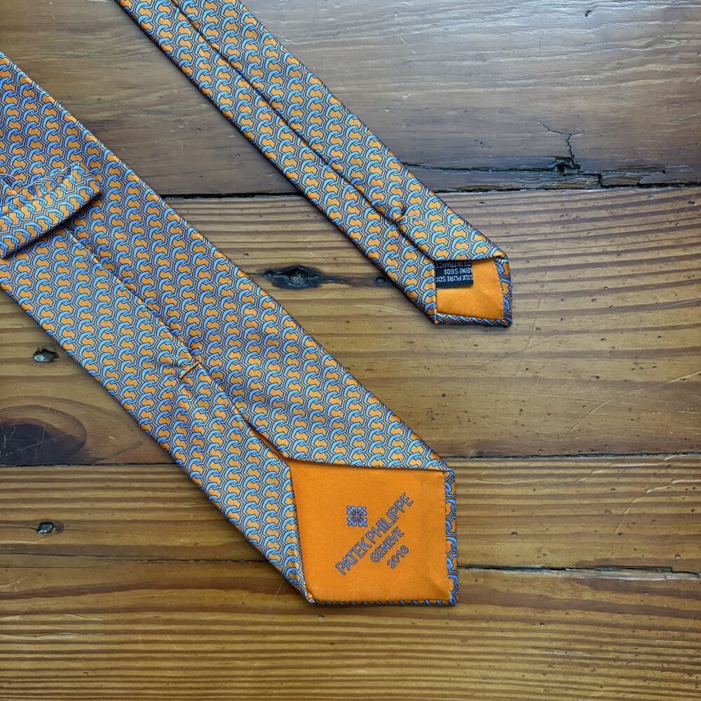 Patek Philippe Tie Geneve 2016 Edition Pure Silk Made in France Blue Orange